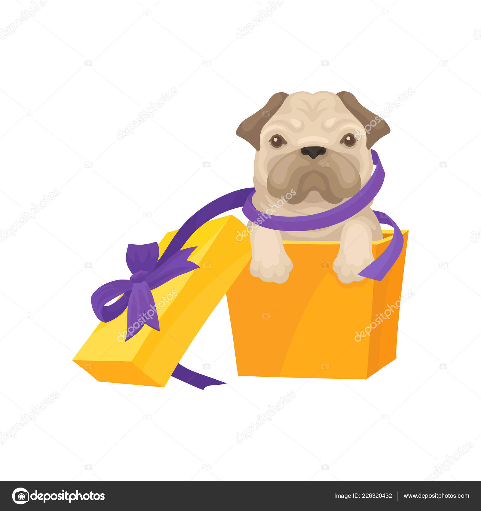 Cucciolo Di Carlino Divertente Uscire Dal Contenitore Di Regalo