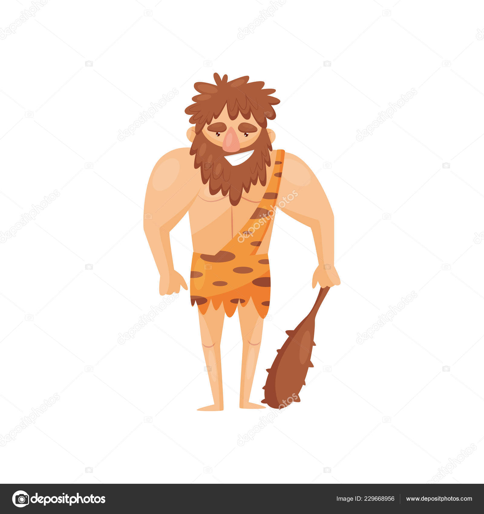 Edad de Piedra hombre prehistórico con cudgel, los hombres primitivos