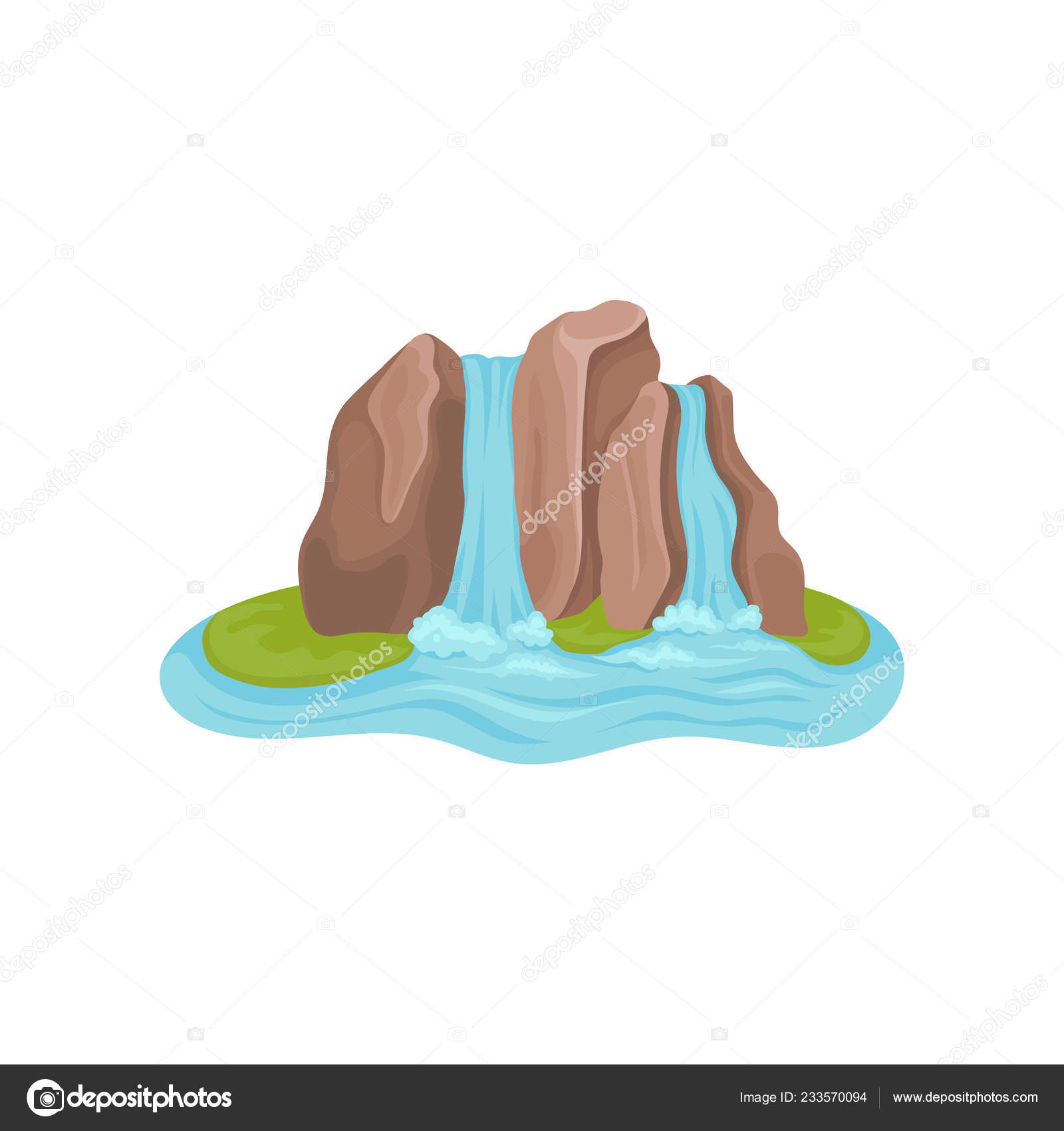 île Avec Chute Deau Eau Bleue Qui Coule De La Grande