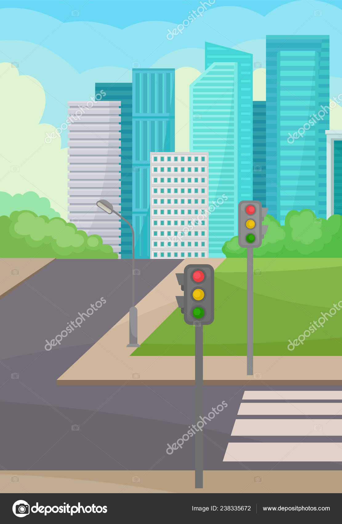 City Street With Road Crosswalk And Traffic Lights High Rise Buildings On Background Urban Landscape Flat Vector Design Stock Vector Image By C Happypictures City Street With Road Crosswalk And Traffic Lights High Rise Buildings On Background Urban Landscape Flat Vector Design Stock Vector Image By C Happypictures