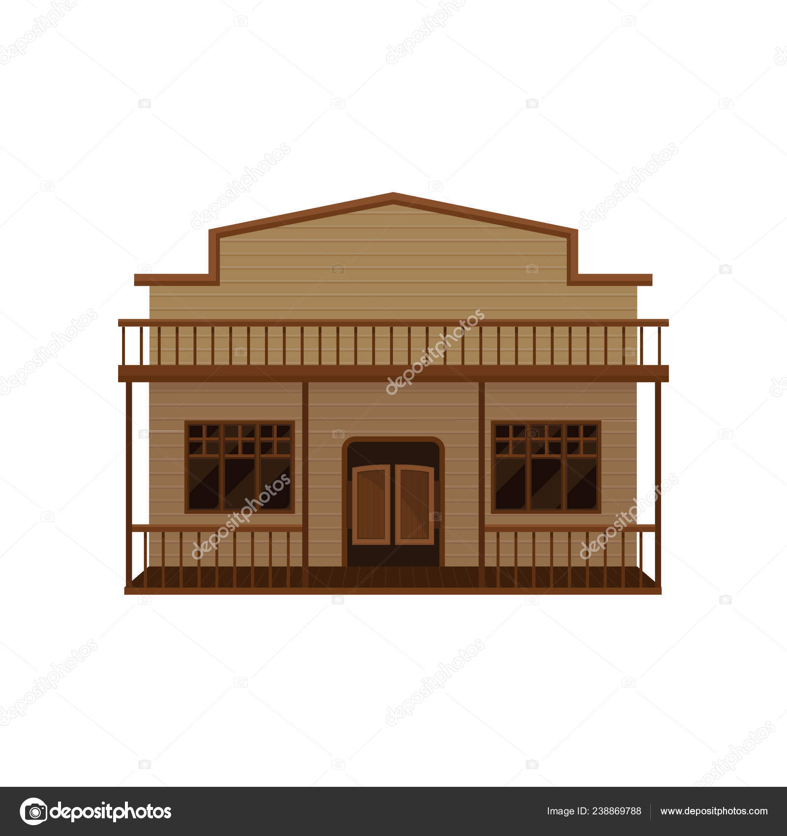 Western House With Swinging Doors Porch And Balcony Old Wild