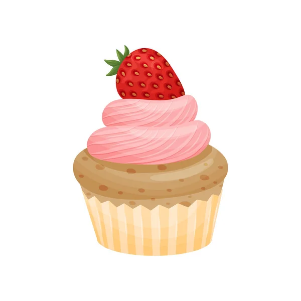 Basket with pink cream. Vector illustration on white background. Royalty Free Stock Illustrations