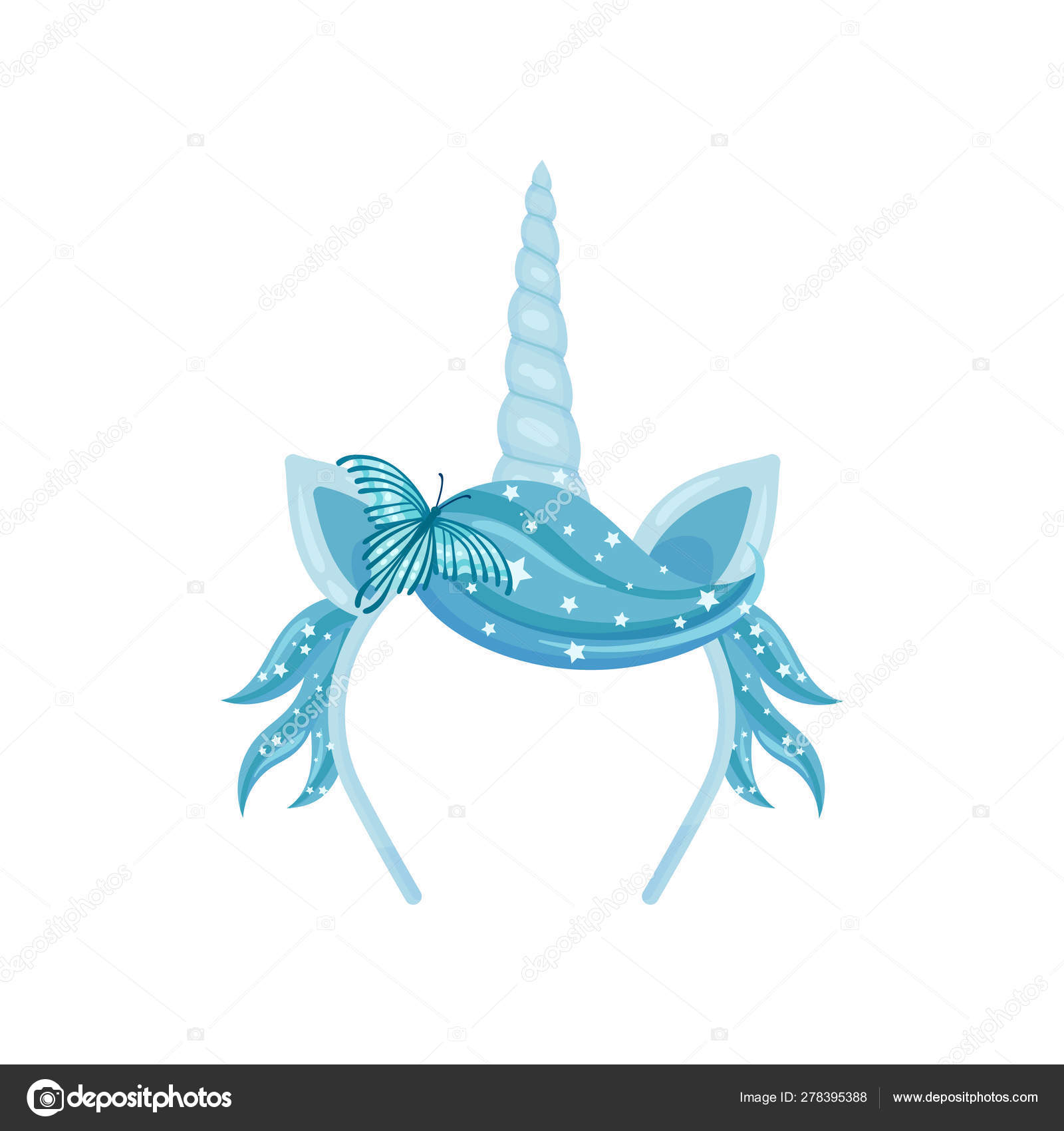 Thin Bezel With A Blue Unicorn Horn Ears And A Strand Of Hair