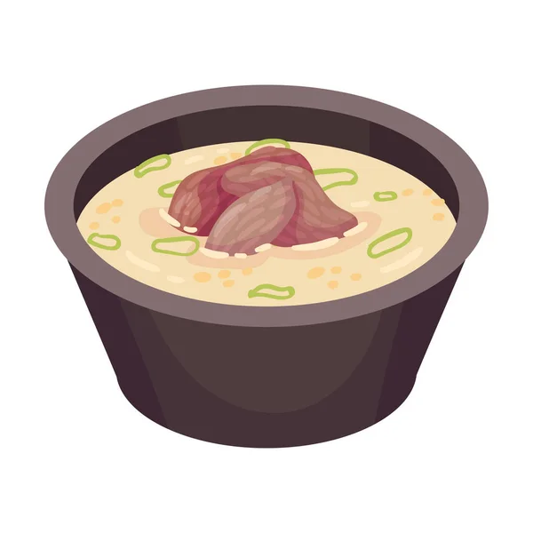 Beige soup with meat. Vector illustration on a white background. — Stock Illustration Beige soup with meat. Vector illustration on a white background. Vector Graphics
