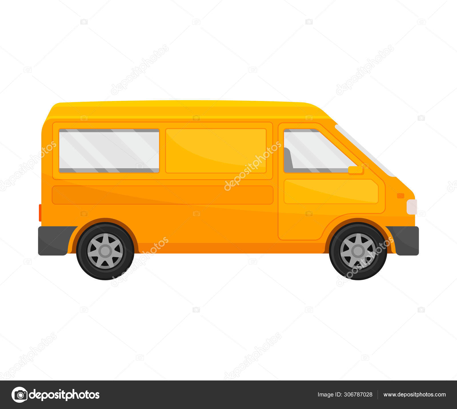 Orange minivan. Vector illustration on 