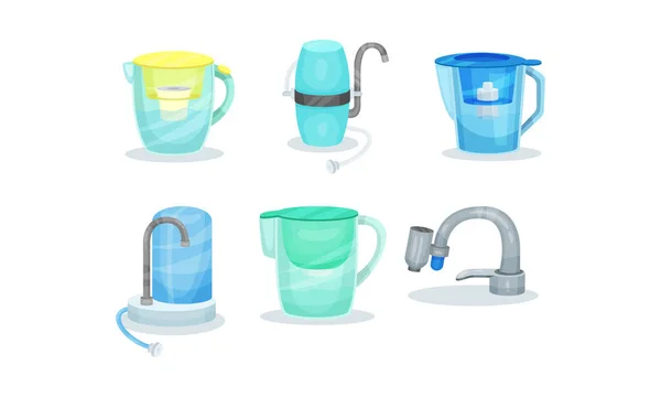 Set of different types of water filters. Vector illustration on a white background. — Stock Illustration Set of different types of water filters. Vector illustration on a white background. Vector Graphics