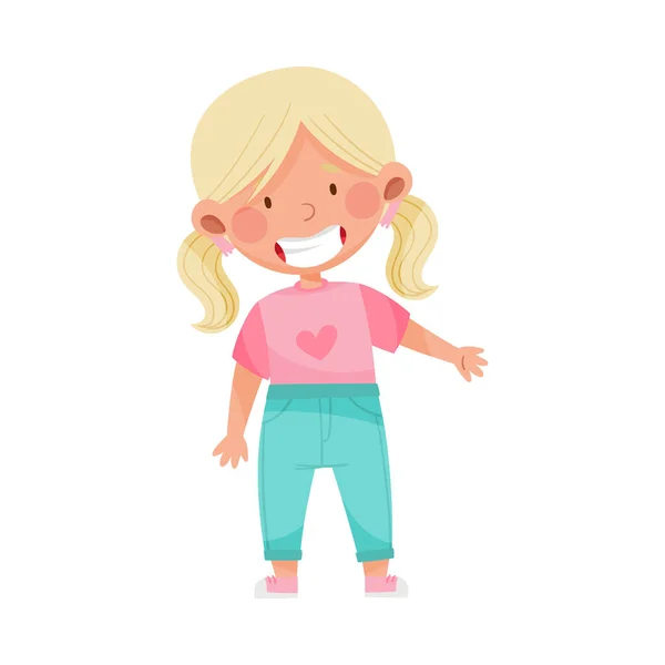 Emoji Girl with Ponytails Feeling Happiness and Excitement Vector Illustration