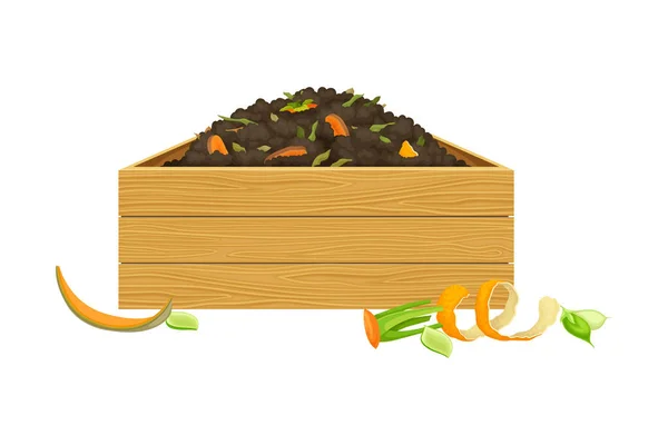 Rotten Vegetables Piled in Wooden Crate as Organic Fertilizer for Soil and Plant Growth Vector Illustration — Stock Illustration Rotten Vegetables Piled in Wooden Crate as Organic Fertilizer for Soil and Plant Growth Vector Illustration Royalty Free Stock Vectors