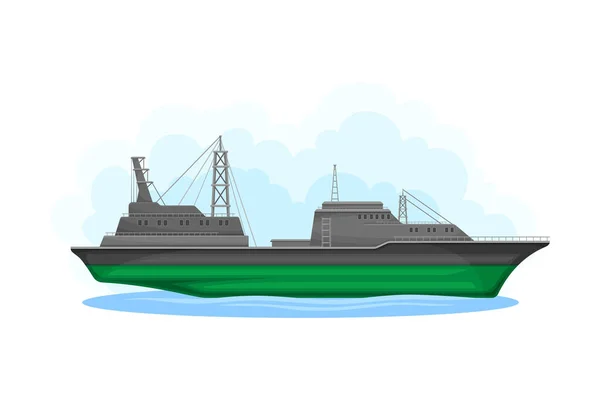 Reefer Ship or Refrigerated Cargo Ship as Water Transport Vector Illustration