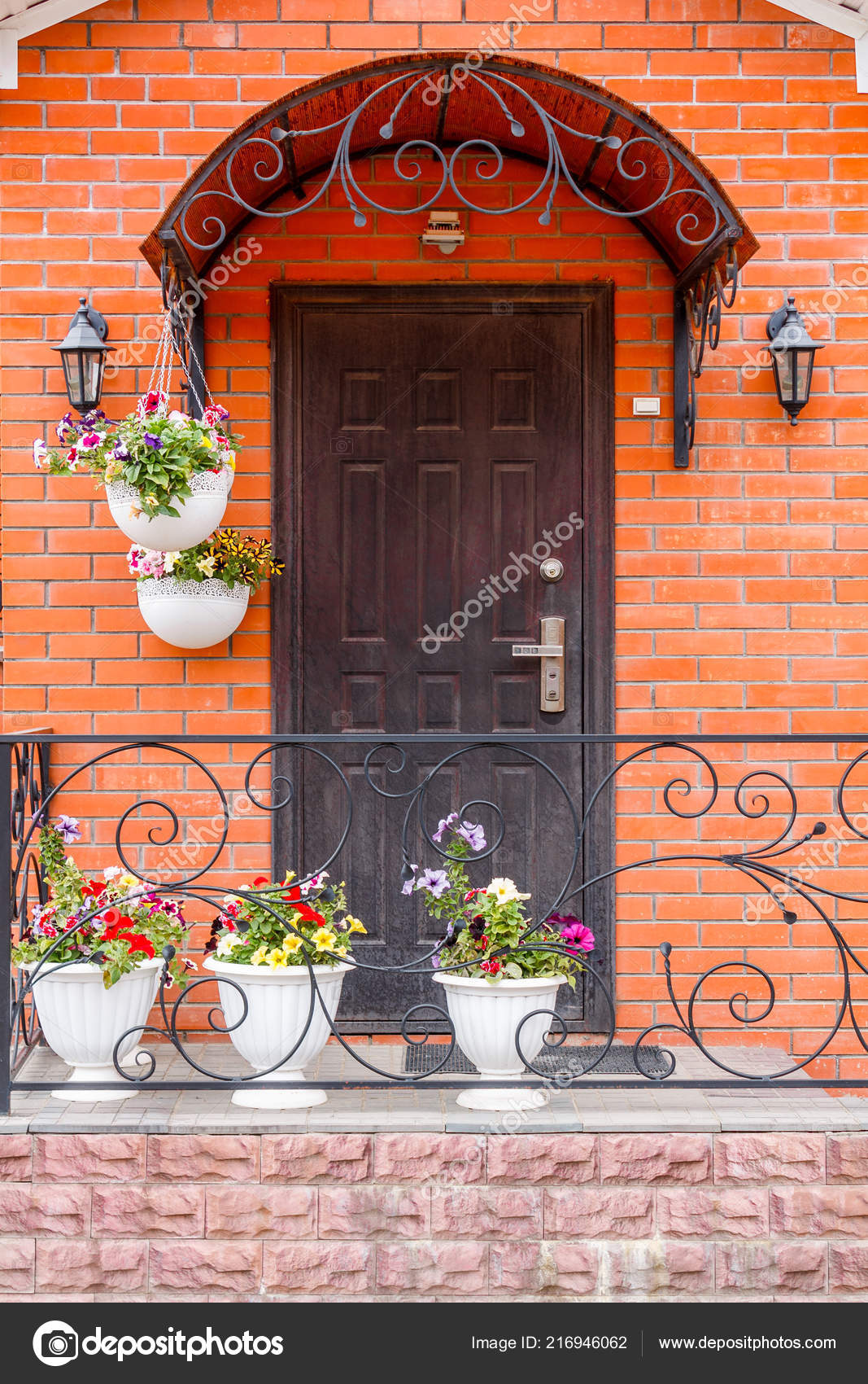 Black Door On Red Brick House Beautiful Porch Rich House Black