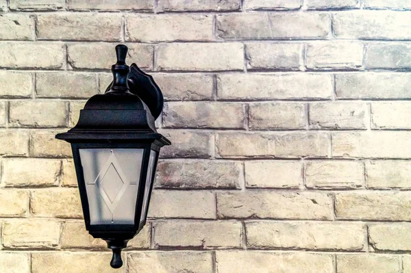 Lampada Elettrica Decorativa Nera Appesa Muro Mattoni Interno Stile Classico — Foto Stock