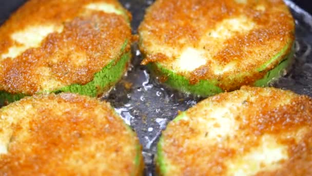 油クローズアップズッキーニのグリル野菜 — ストック動画
