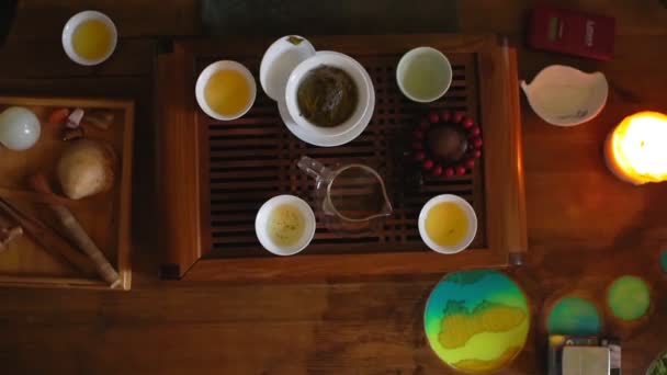 Vista superior do chá da cerimônia do chá — Vídeo de Stock