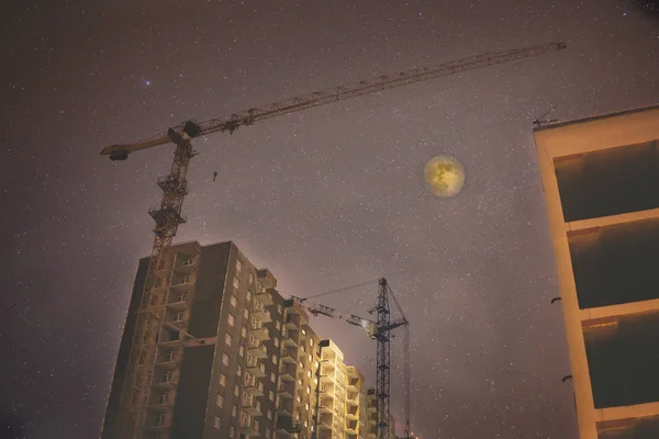 construction crane at night