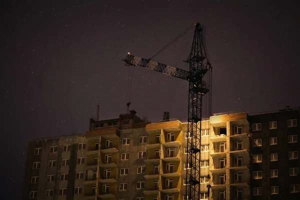 construction crane at night