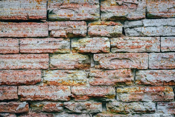 오래된 벽돌 벽 산호 색상 복고풍 — 스톡 사진