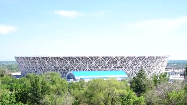 Volgograd, Russia-July 14, 2019: Stadium arena in Volgograd the city of Volgograd Russia in the summer closeup panorama — Stock Video