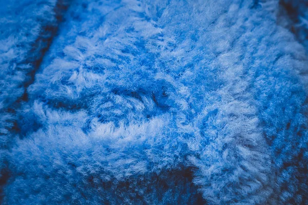 Teksturowany niebieski materiał makro tło zbliżenie tekstury — Zdjęcie stockowe