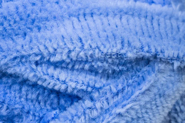 Texturizado tecido azul macro fundo close up textura — Fotografia de Stock