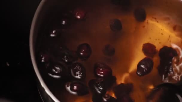 Tè sano con una preparazione dogrose, rosa canina bollita. Concentrazione selettiva. rosa canina è il frutto più ricco del mondo in termini di vitamina C — Video Stock