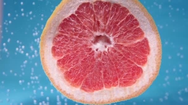 Grapefruitové citrusové plody ve vodě pod vodou. Šťavnaté ovoce na džus — Stock video