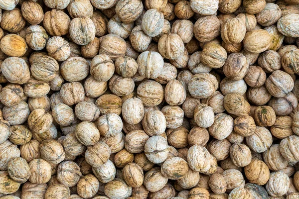 Natürliche Nüsse Walnuss Hintergrund Textur Abstrakte Walnüsse Häufen Vegetarisches Essen — Stockfoto