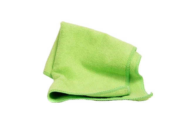 Green Microfiber Towel Cleaning Cloth Isolated White Background — Stock Photo, Image