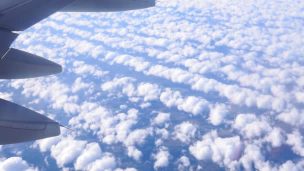 Nuvens brancas no céu azul. Aves aéreas nuvens oculares. Paisagem aérea superior. Textura de nuvens. Vista de cima. — Vídeo de Stock