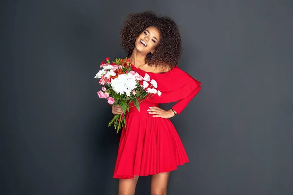 Gelukkig Bloem Vrouw Met Vrouw — Stockfoto