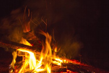 Gece tahta tahtaların ateşi