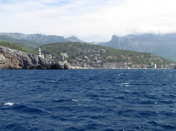 Όμορφη Θαλασσογραφία Στην Ισπανία Μαγιόρκα Καταπληκτική Θέα Στο Βουνό Και — Φωτογραφία Αρχείου