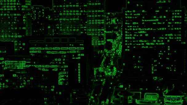 Abstract City Green Black Background Stock Video Great Video 1920X1080 — Stock Video