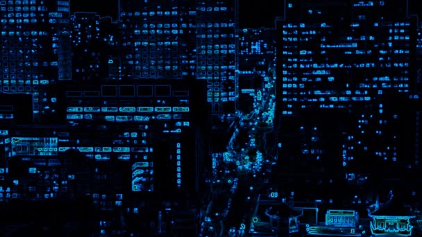 Abstract City Blue Black Background Stock Video Great Video 1920X1080 — Stock Video