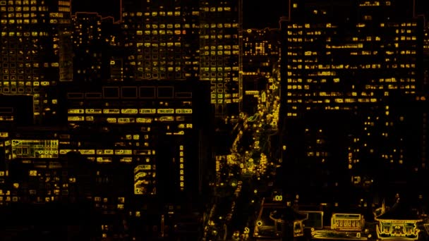 Abstract City Yellow Black Background Stock Video Great Video 1920X1080 — Stock Video