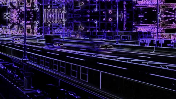 Abstract Future City Blue Black Background Stock Video Great Video — Stock Video