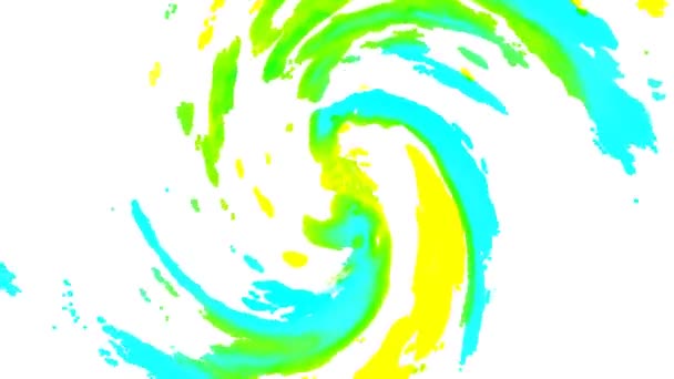 Синьо Зелено Жовтий Спіраль Обертається Білому Тлі Відео Чудовим Відеокліпом — стокове відео