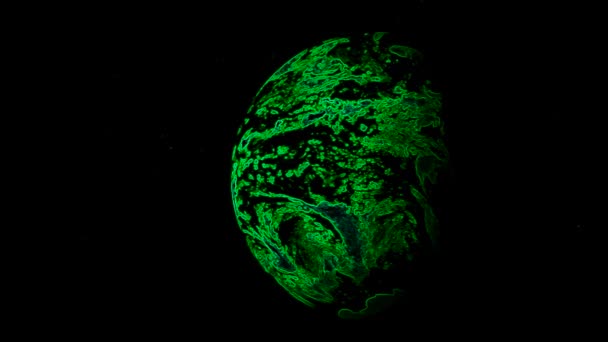 緑の回転する惑星ストックビデオは素晴らしいビデオです この1920X1080 ビデオクリップは 任意のプロジェクトの背景として使用できます この映像は 次の編集 プロジェクト または映画でよく見えます — ストック動画