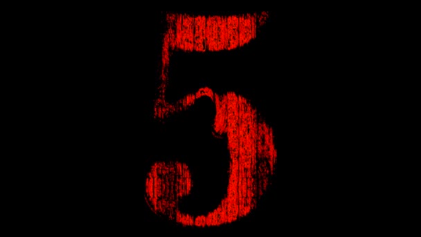 Countdown Five One Red Black Background Stock Video Great Video — Stock Video