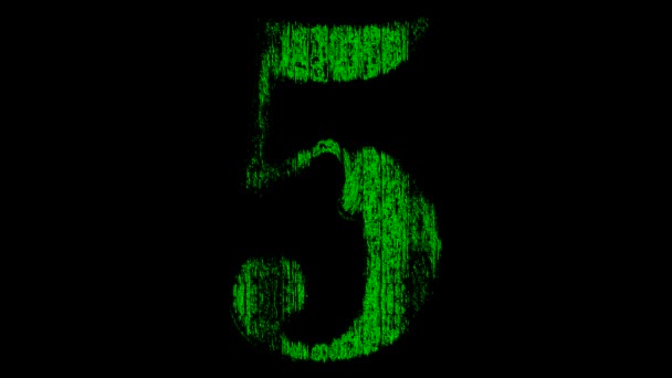 Countdown Five One Green Black Background Stock Vídeo Grande Clipe — Vídeo de Stock