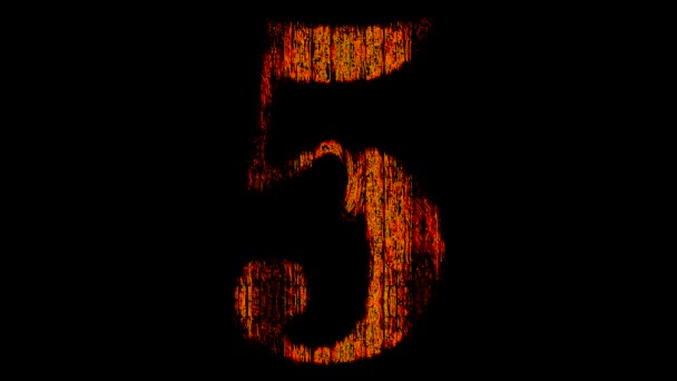 Countdown Five One Orange Black Background Stock Vídeo Grande Clipe — Vídeo de Stock