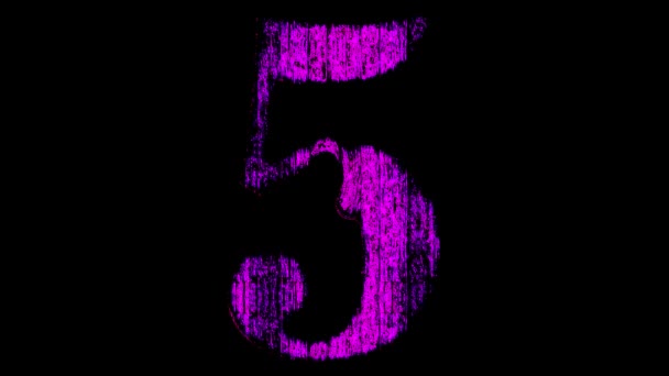 Countdown Five One Violet Black Background Stock Video Great Video — Stock Video
