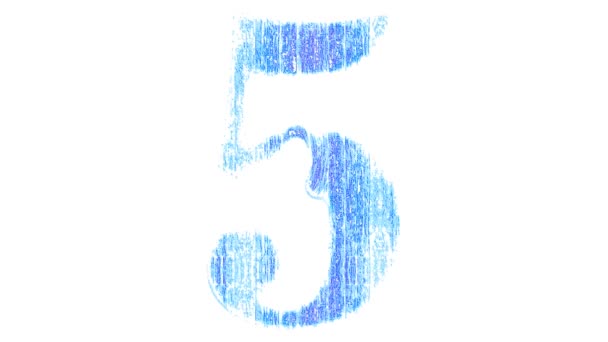 Countdown Five One Blue White Background Stock Vídeo Grande Clipe — Vídeo de Stock