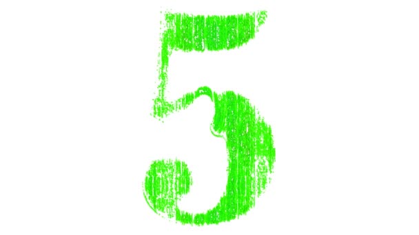 Countdown Five One Green White Background Stock Vídeo Grande Clipe — Vídeo de Stock