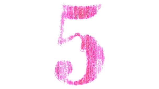 Countdown Five One Pink White Background Stock Vídeo Grande Clipe — Vídeo de Stock