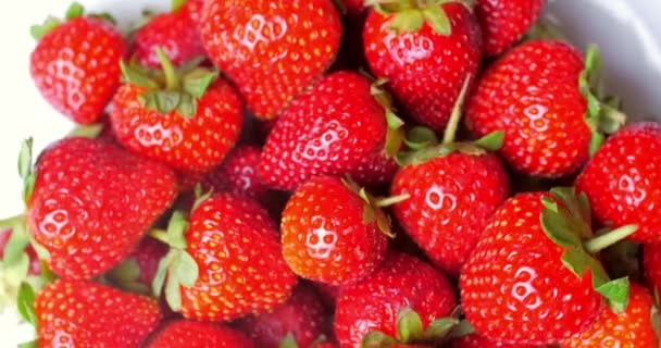 Frutta fresca Appetitoso e belle fragole come sfondo alimentare. Biologico Nutrizione matura sana delle fragole . — Video Stock