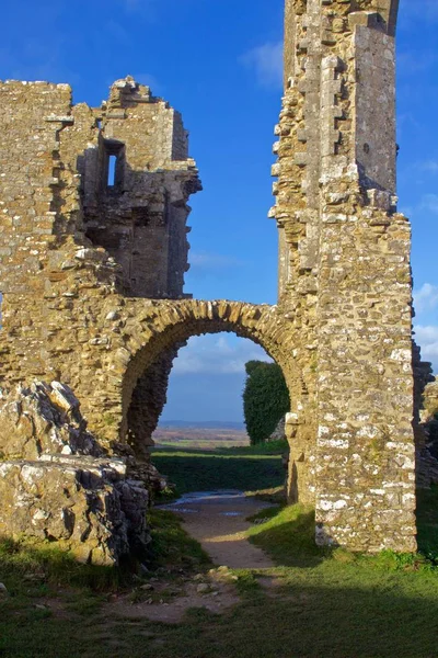 Ruínas Torno Uma Arcada Castelo Corfe — Fotografia de Stock