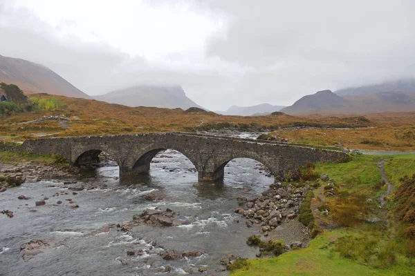 Glen Sligachan Bridge Isle Skye Schotland Een Mistige Middag Herfst — Stockfoto