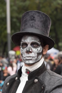 Mexico City - Meksika / Circa Ekim 2019: Ölü geçit günü - Desfile de catrinas