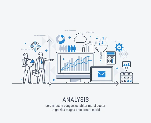 Modernes Thin Line Design Für Analyse Website Banner Vektor Illustrationskonzept — Stockvektor