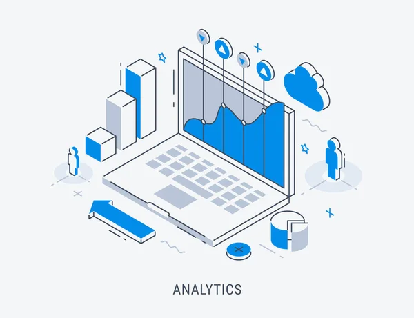 Ilustração isométrica analítica de negócios —  Vetores de Stock